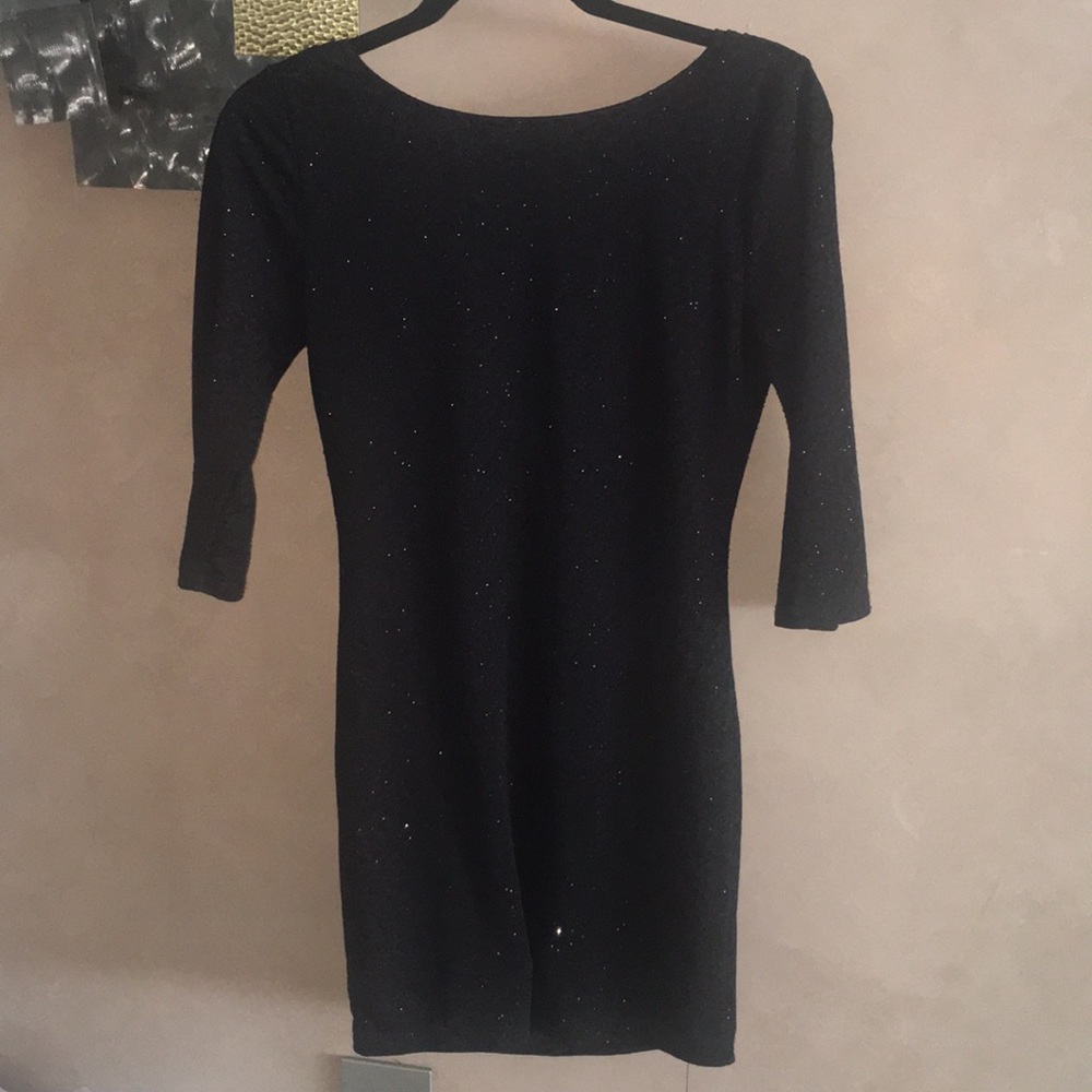 Black quarter sleeve sparkle dress